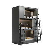 LUXORA 3 Tier Bunk Bed with Desk and Storage Steel Frame 90/100/120cm Space Saving for Dorm Gaming Apartment