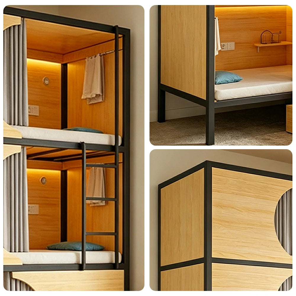 LUXORA Heavy Duty Triple Bunk Bed Steel Frame 90/100/120cm with Desk Dormitory Staff Housing Space Efficient
