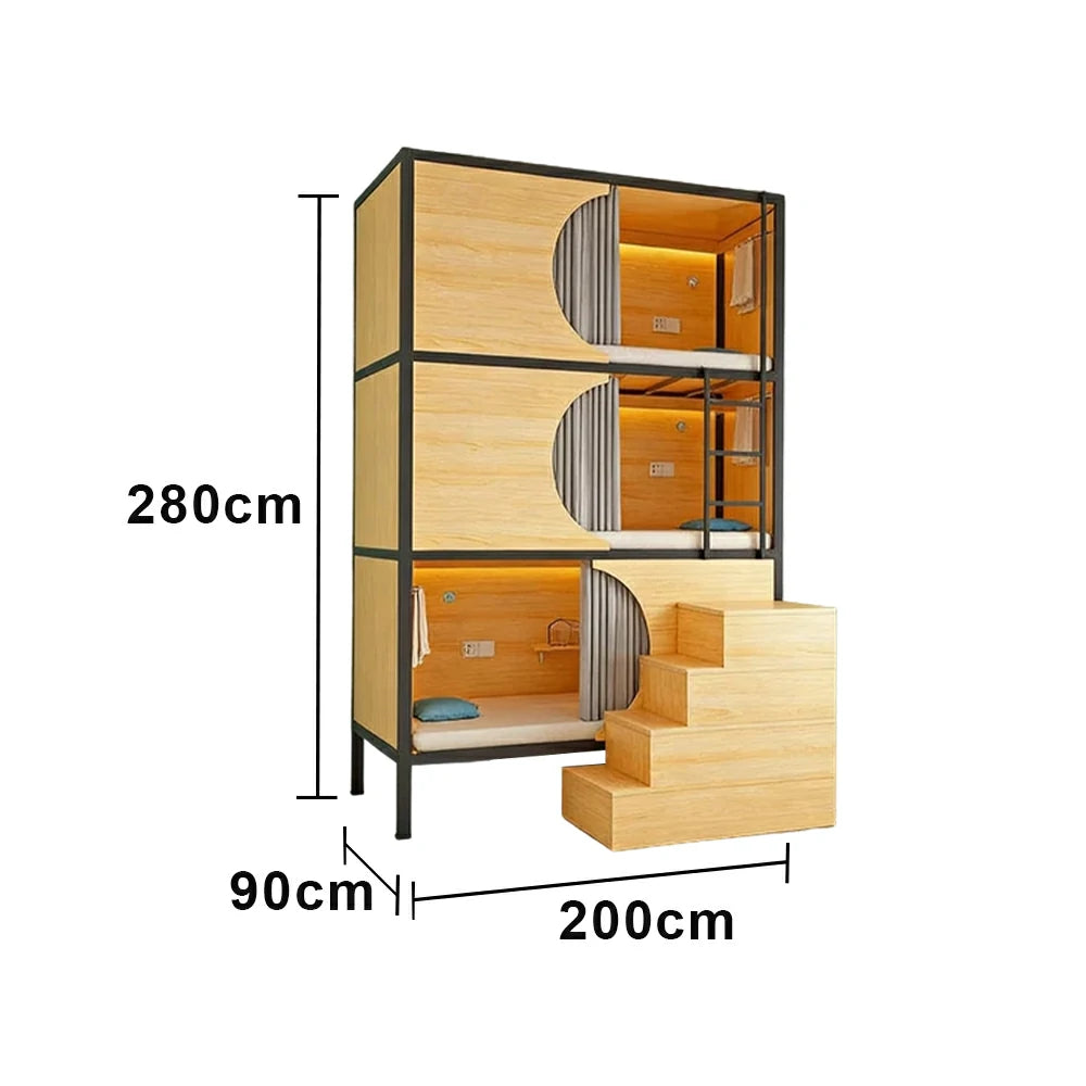 LUXORA Heavy Duty Triple Bunk Bed Steel Frame 90/100/120cm with Desk Dormitory Staff Housing Space Efficient