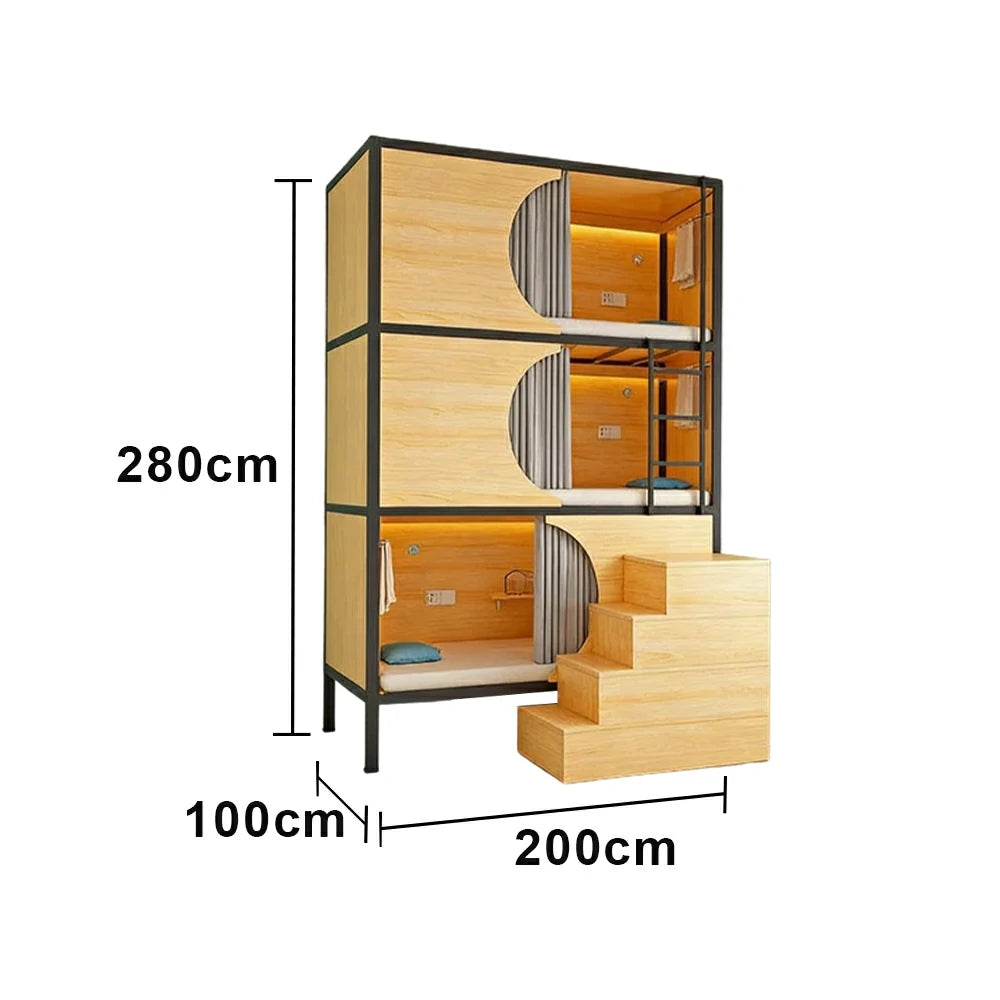 LUXORA Heavy Duty Triple Bunk Bed Steel Frame 90/100/120cm with Desk Dormitory Staff Housing Space Efficient