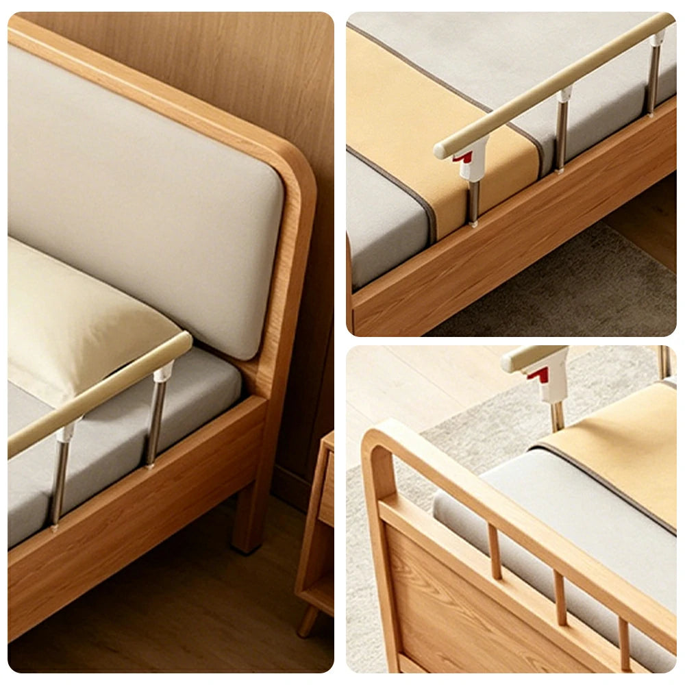 LUXORA Electric Solid Wood Care Bed Adjustable Backrest High-density Cushion 100/120/150cm for Elderly Home Bedroom Use - Wood