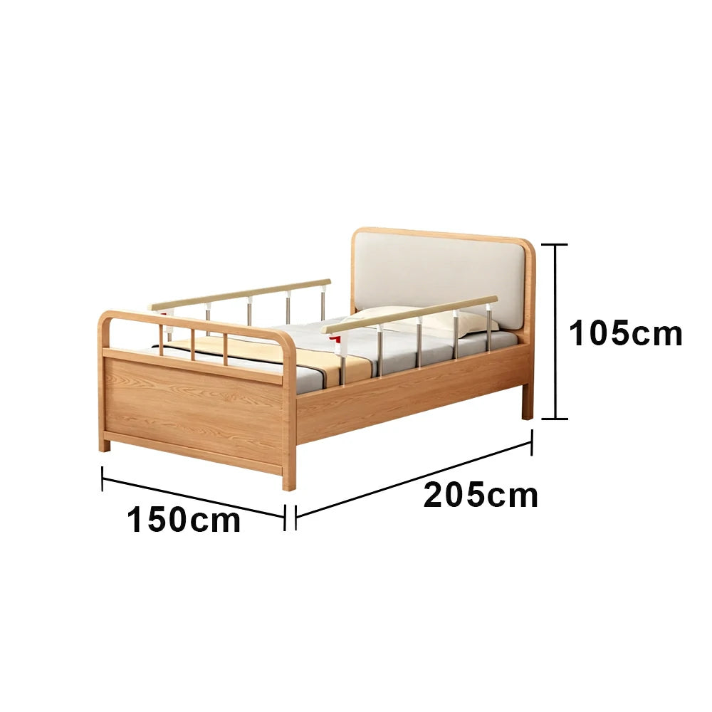 LUXORA Electric Solid Wood Care Bed Adjustable Backrest High-density Cushion 100/120/150cm for Elderly Home Bedroom Use - Wood