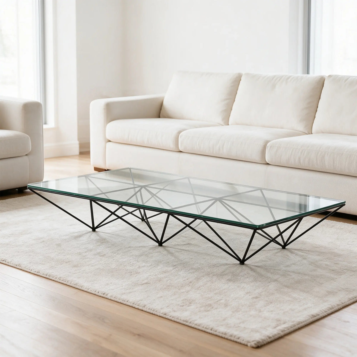 LUXORA Tempered Glass Coffee Table Stainless Steel Frame Thickened Glass Top for Living Room Sofa Area Lounge - White
