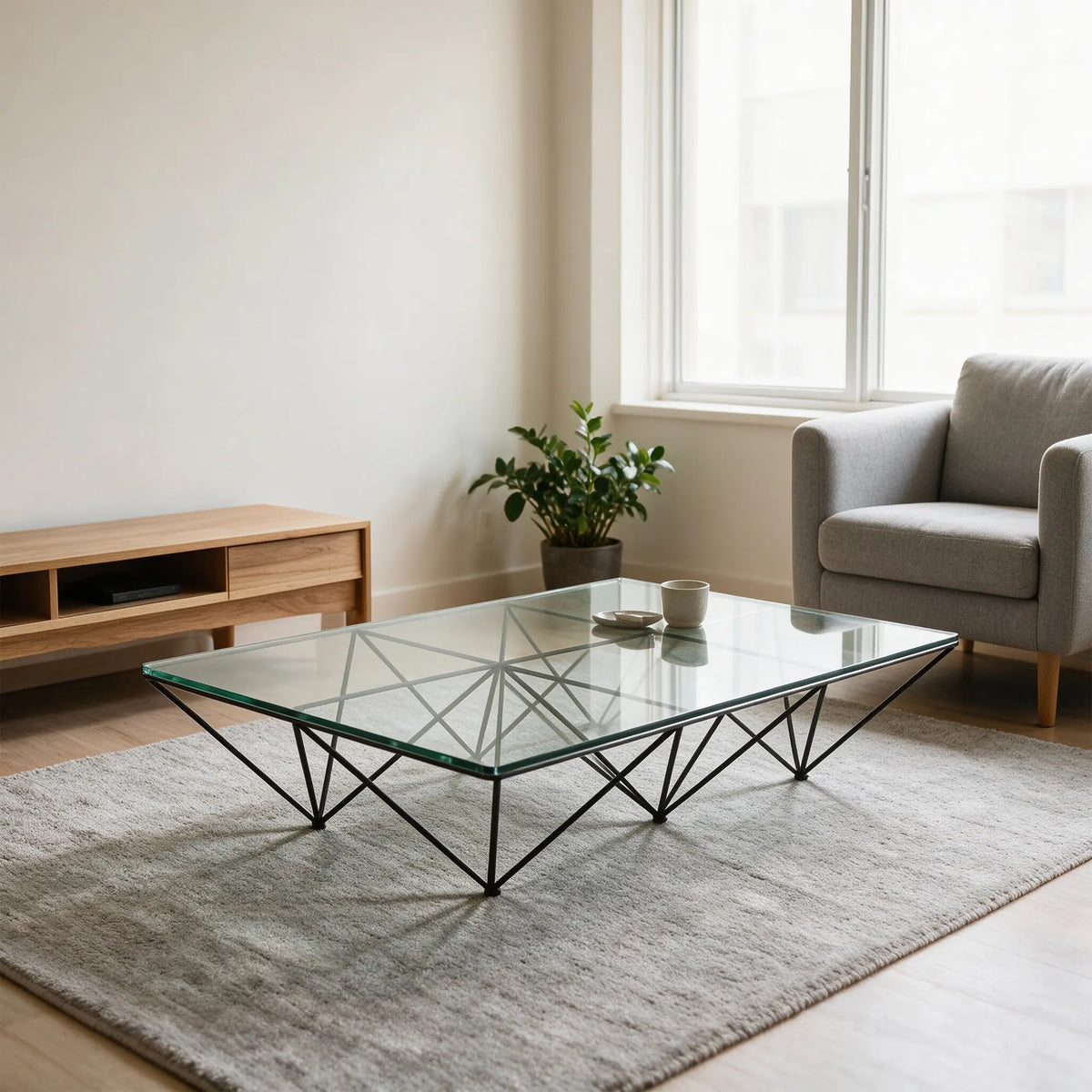 LUXORA Tempered Glass Coffee Table Stainless Steel Frame Thickened Glass Top for Living Room Sofa Area Lounge - White