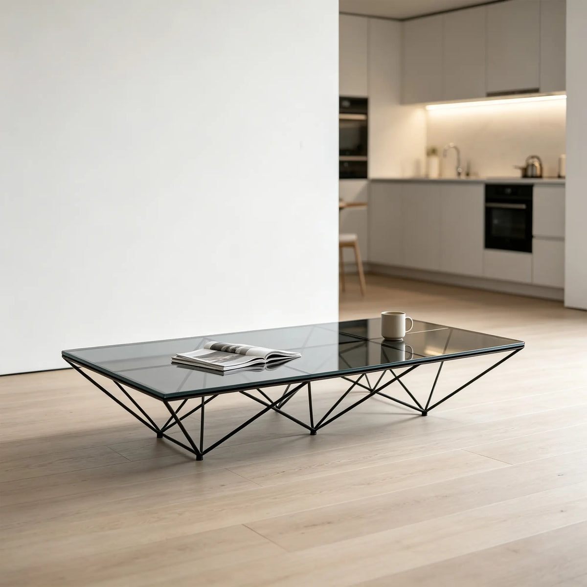 LUXORA Tempered Glass Coffee Table Stainless Steel Frame Thickened Glass Top for Living Room Sofa Area Lounge - Grey