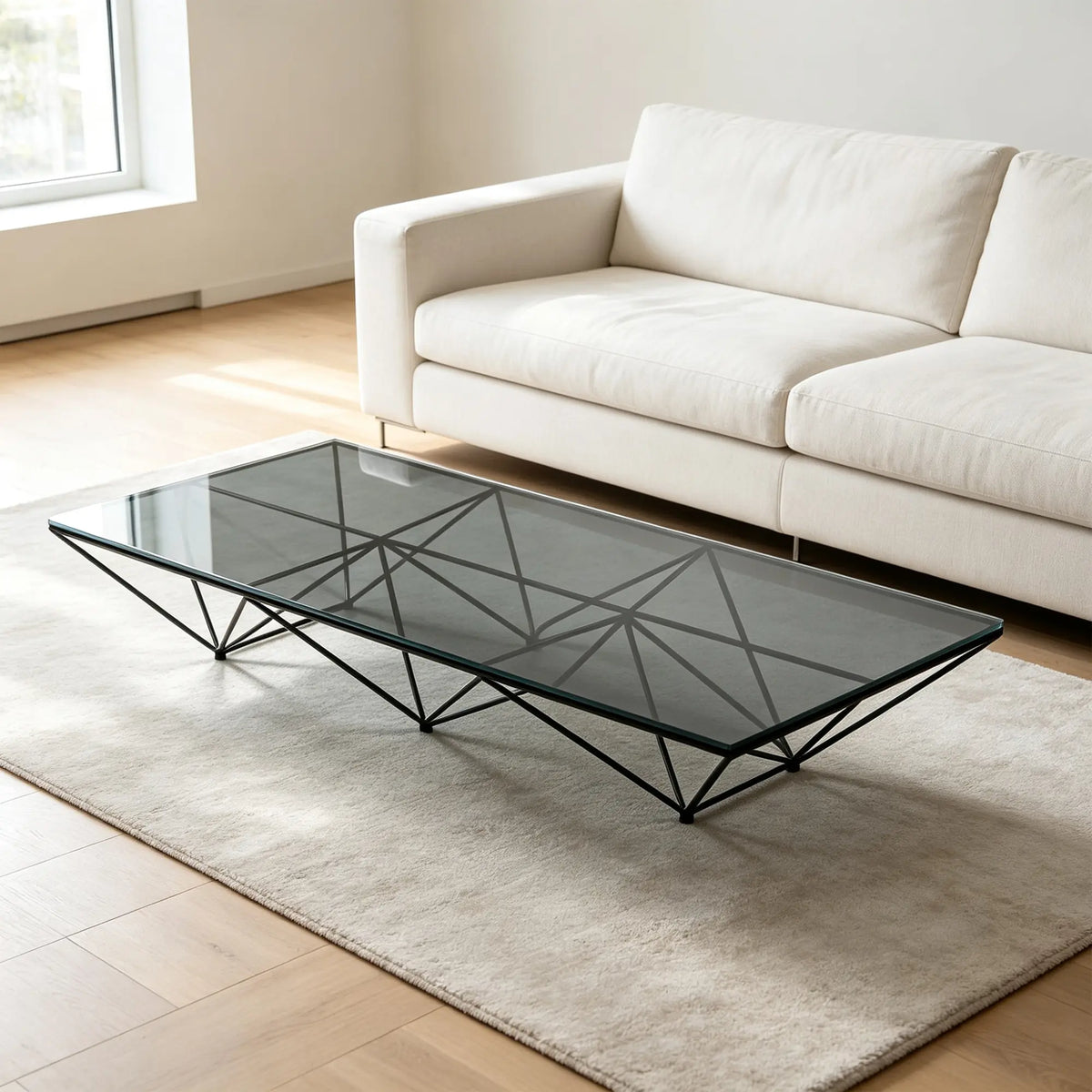 LUXORA Tempered Glass Coffee Table Stainless Steel Frame Thickened Glass Top for Living Room Sofa Area Lounge - Grey