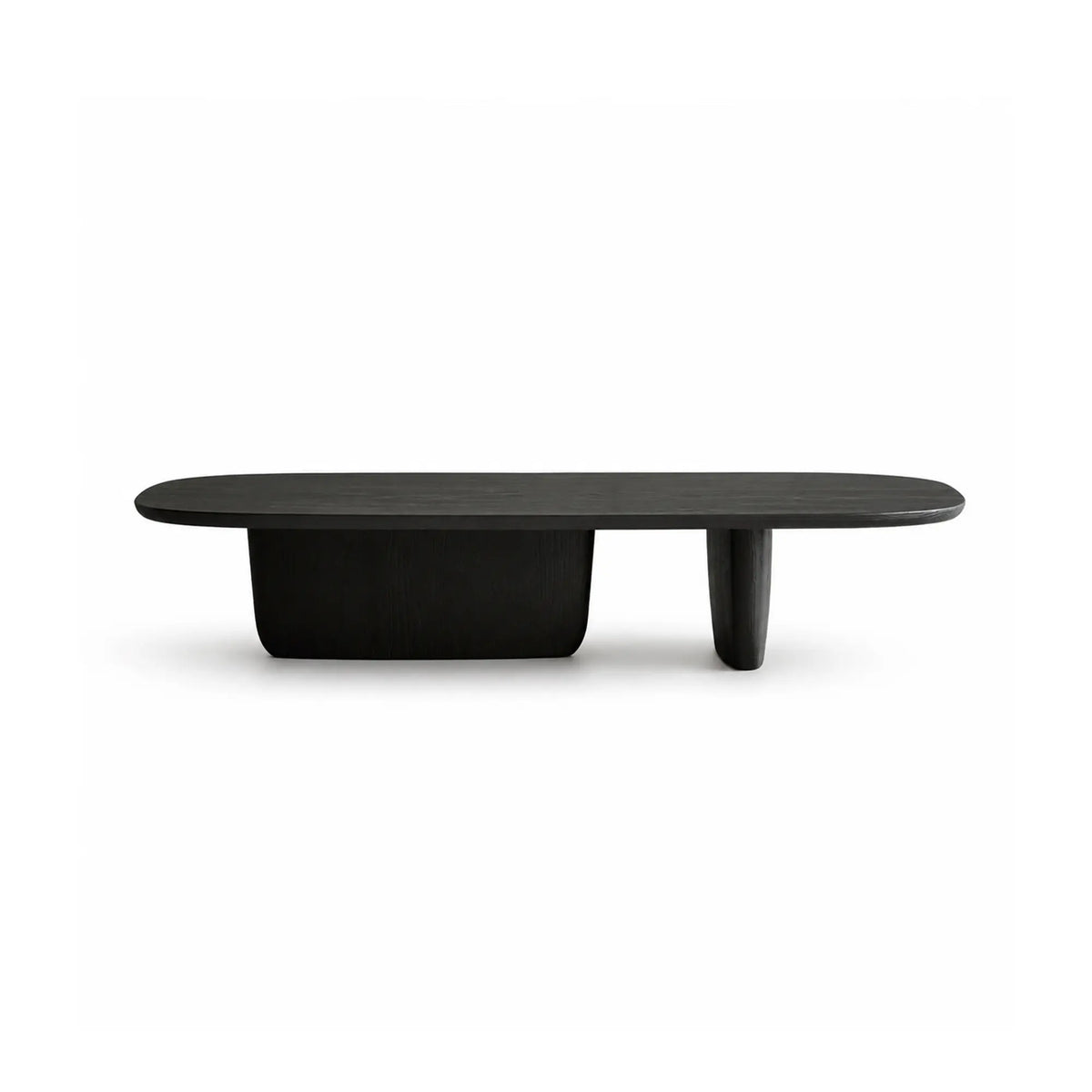 LUXORA Oval Coffee Table Natural Wood Veneer E1 High Density Board Low Profile Curved Design for Living Room Apartment Lounge