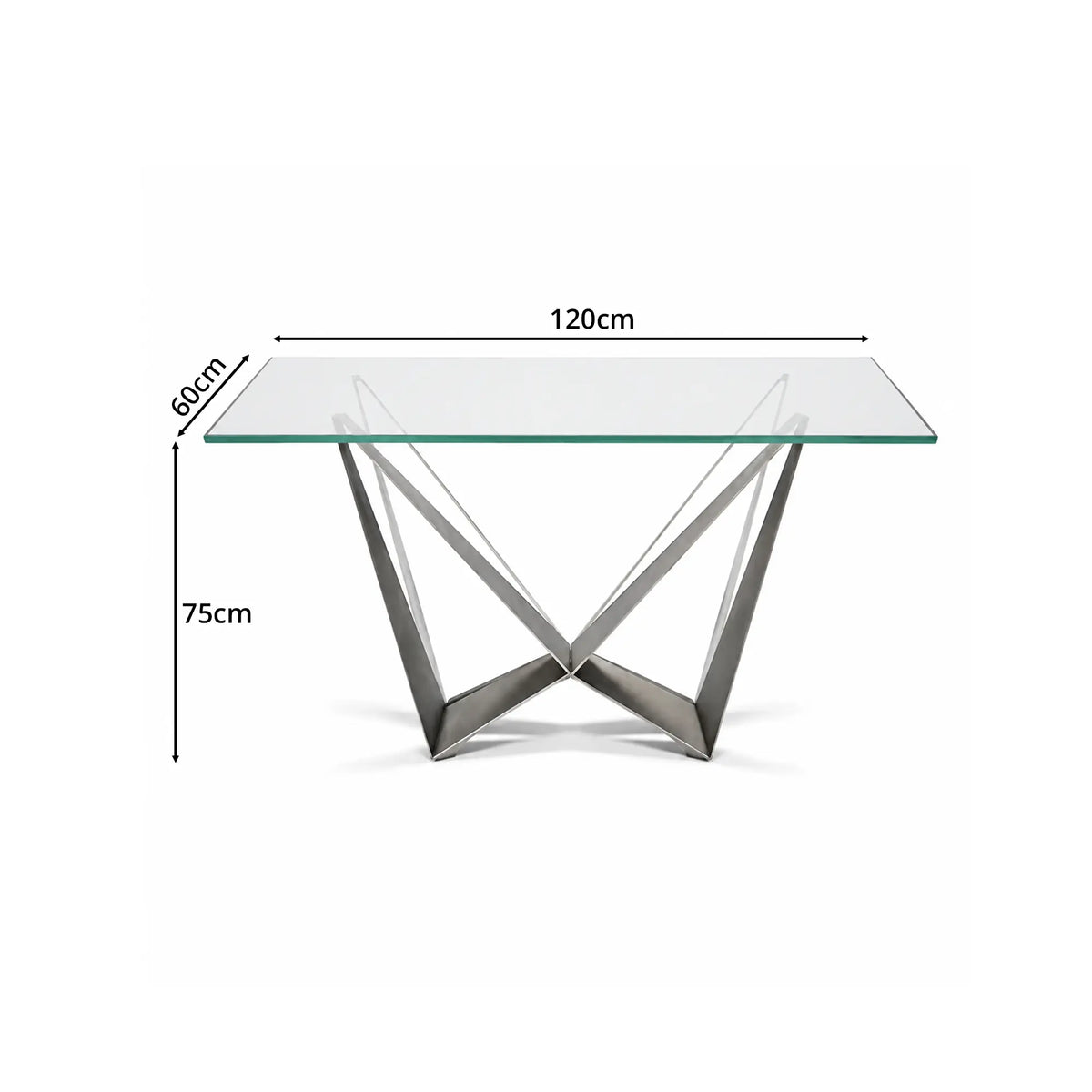 LUXORA Modern Glass Dining Table V Shaped Butterfly Legs Stainless Steel Frame for Dining Room Office Cafe Showroom