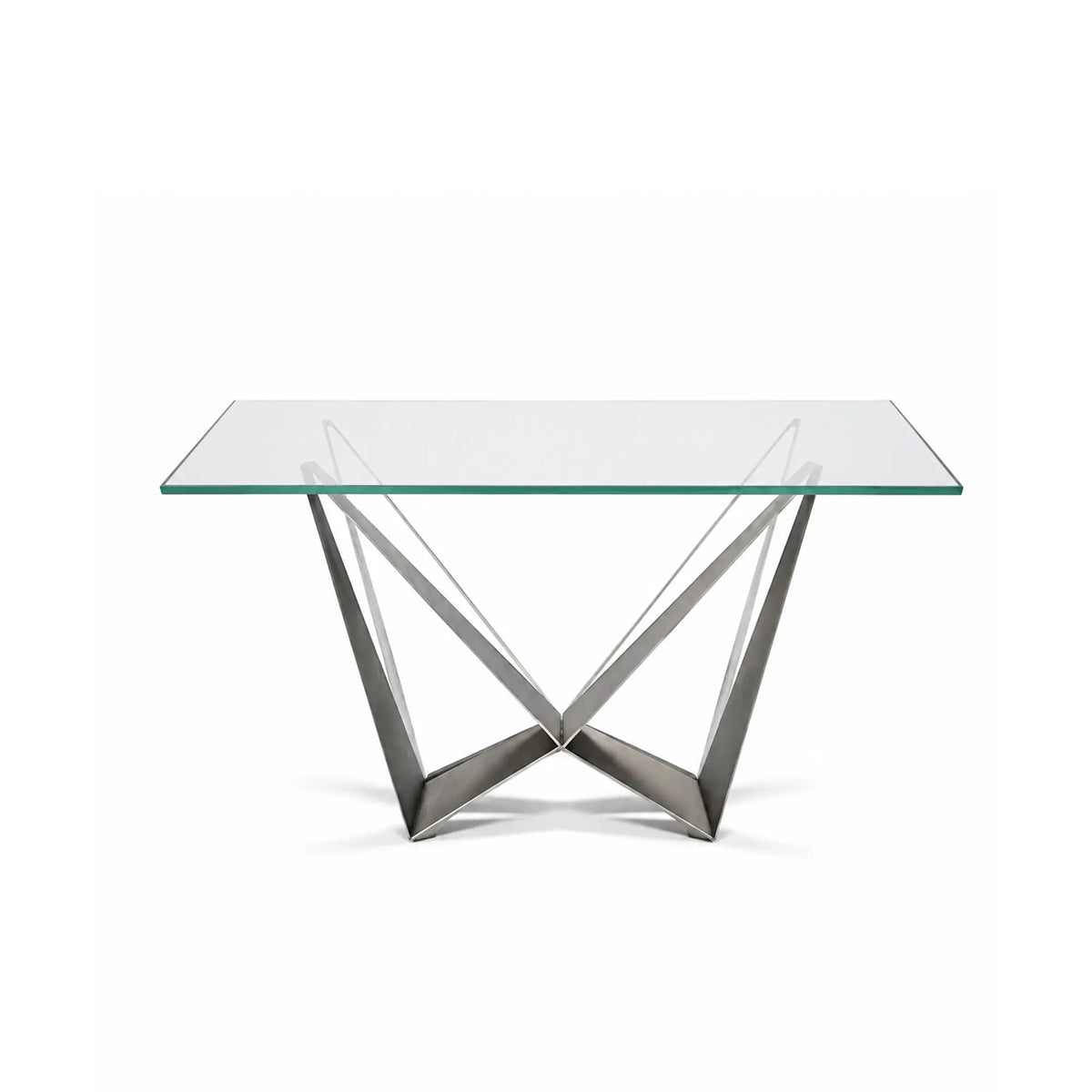 LUXORA Modern Glass Dining Table V Shaped Butterfly Legs Stainless Steel Frame for Dining Room Office Cafe Showroom