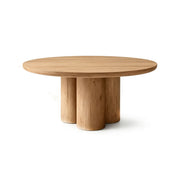 LUXORA Round Oak Dining Table 130cm Spacious Top Multi Column Pedestal Base for Dining Room Open Kitchen Reception Space - Wood
