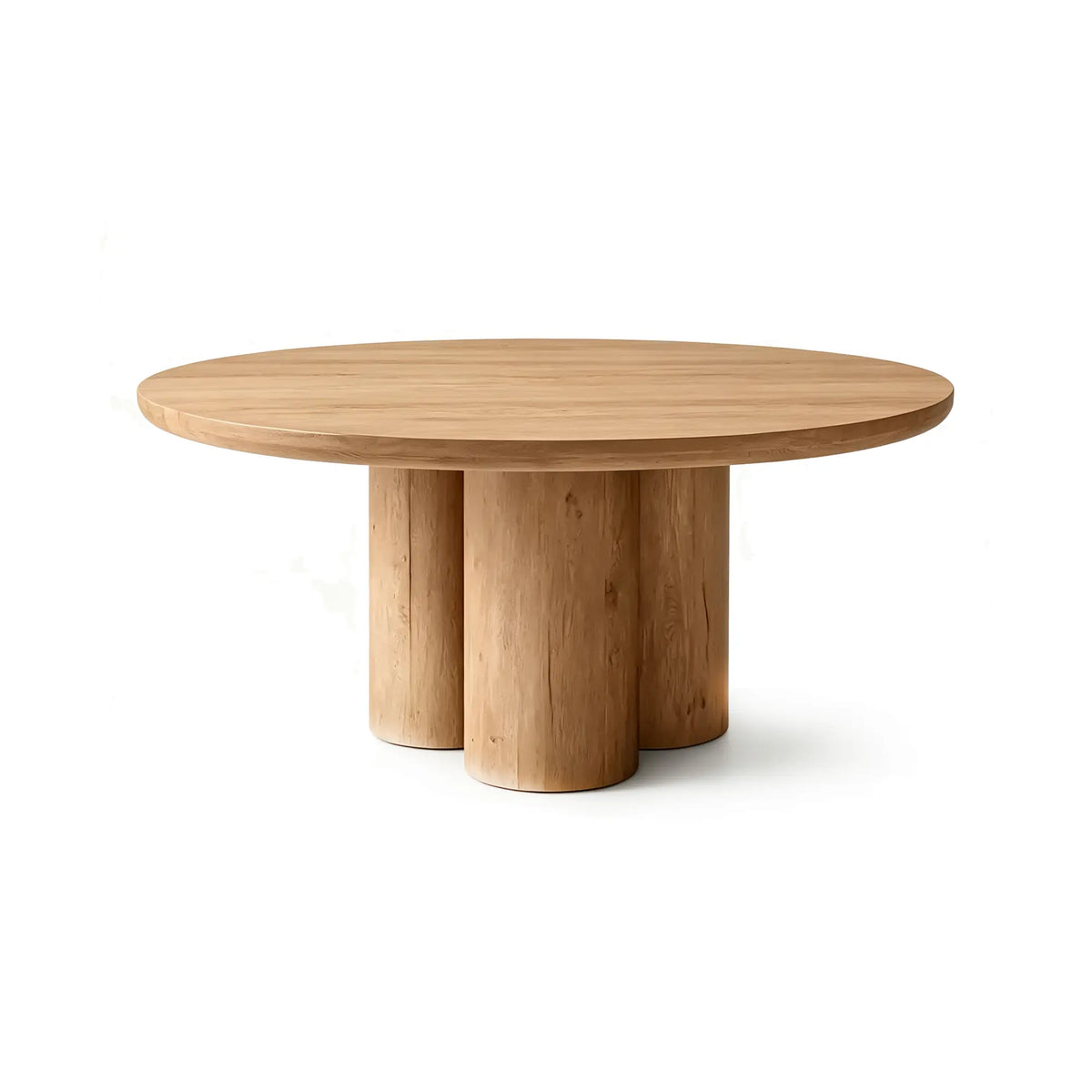 LUXORA Round Oak Dining Table 130cm Spacious Top Multi Column Pedestal Base for Dining Room Open Kitchen Reception Space - Wood