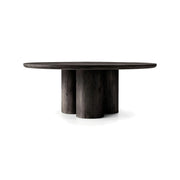 LUXORA Round Oak Dining Table 130cm Spacious Top Multi Column Pedestal Base for Dining Room Open Kitchen Reception Space - Black