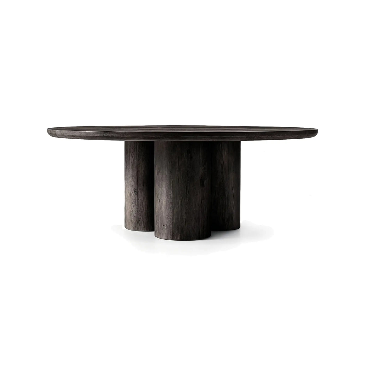 LUXORA Round Oak Dining Table 130cm Spacious Top Multi Column Pedestal Base for Dining Room Open Kitchen Reception Space - Black