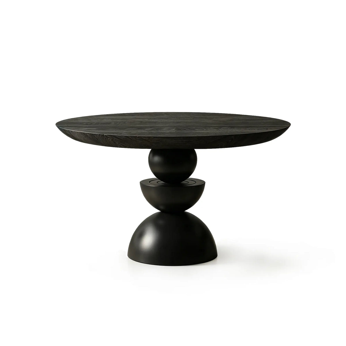 LUXORA Round Solid Wood Dining Table Thickened Top Ash Wood Column Base 90/100cm for Dining Room Open Kitchen - Black