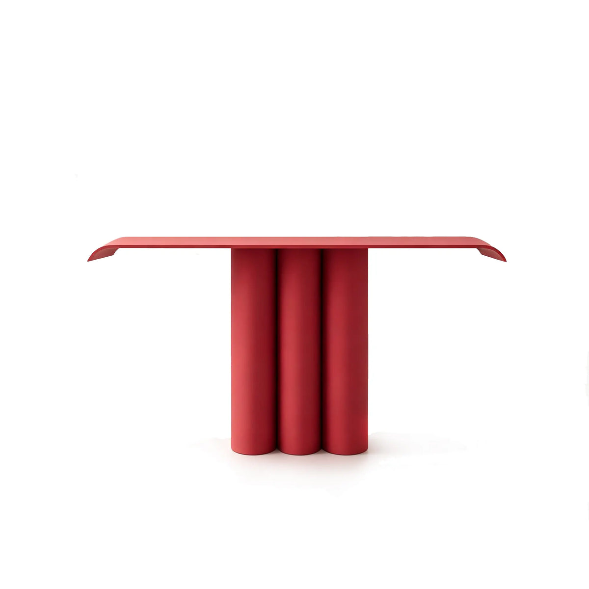 LUXORA Metal Console Table Artistic Cylindrical Base Slim Design 100/120cm for Entryway Hallway Living Room Reception Area - Red