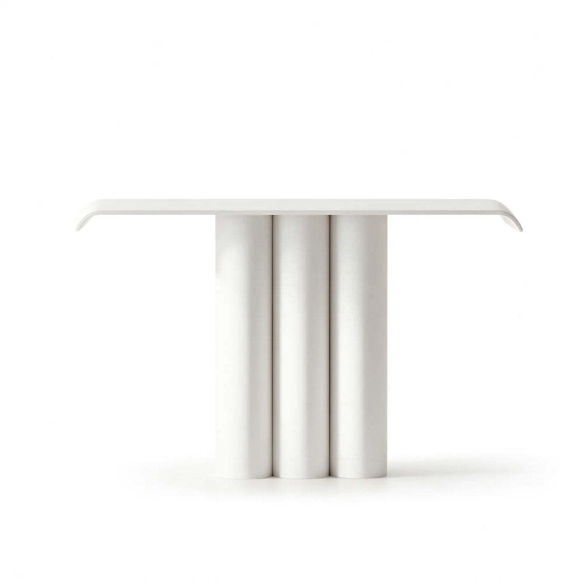 LUXORA Metal Console Table Artistic Cylindrical Base Slim Design 100/120cm for Entryway Hallway Living Room Reception Area - White