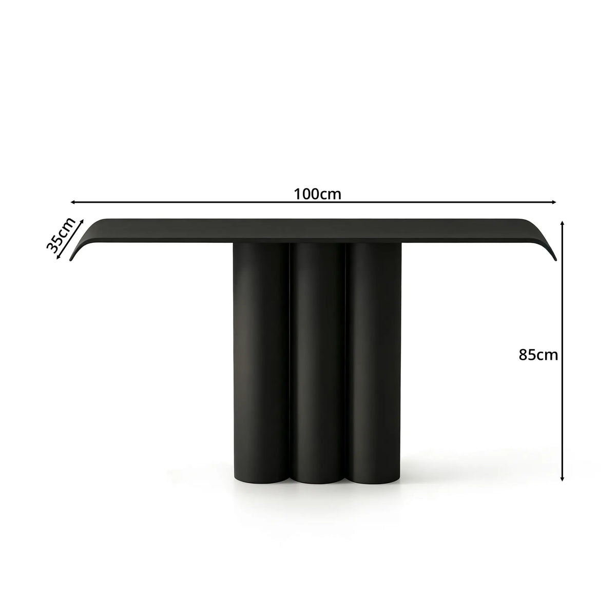 LUXORA Metal Console Table Artistic Cylindrical Base Slim Design 100/120cm for Entryway Hallway Living Room Reception Area - Black
