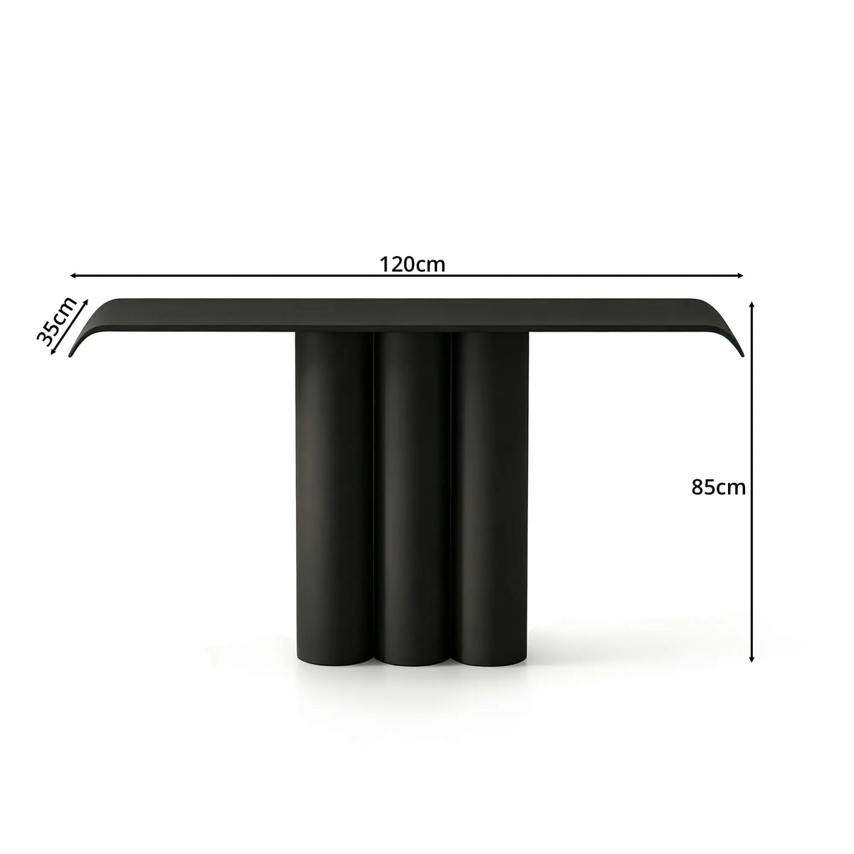 LUXORA Metal Console Table Artistic Cylindrical Base Slim Design 100/120cm for Entryway Hallway Living Room Reception Area - Black