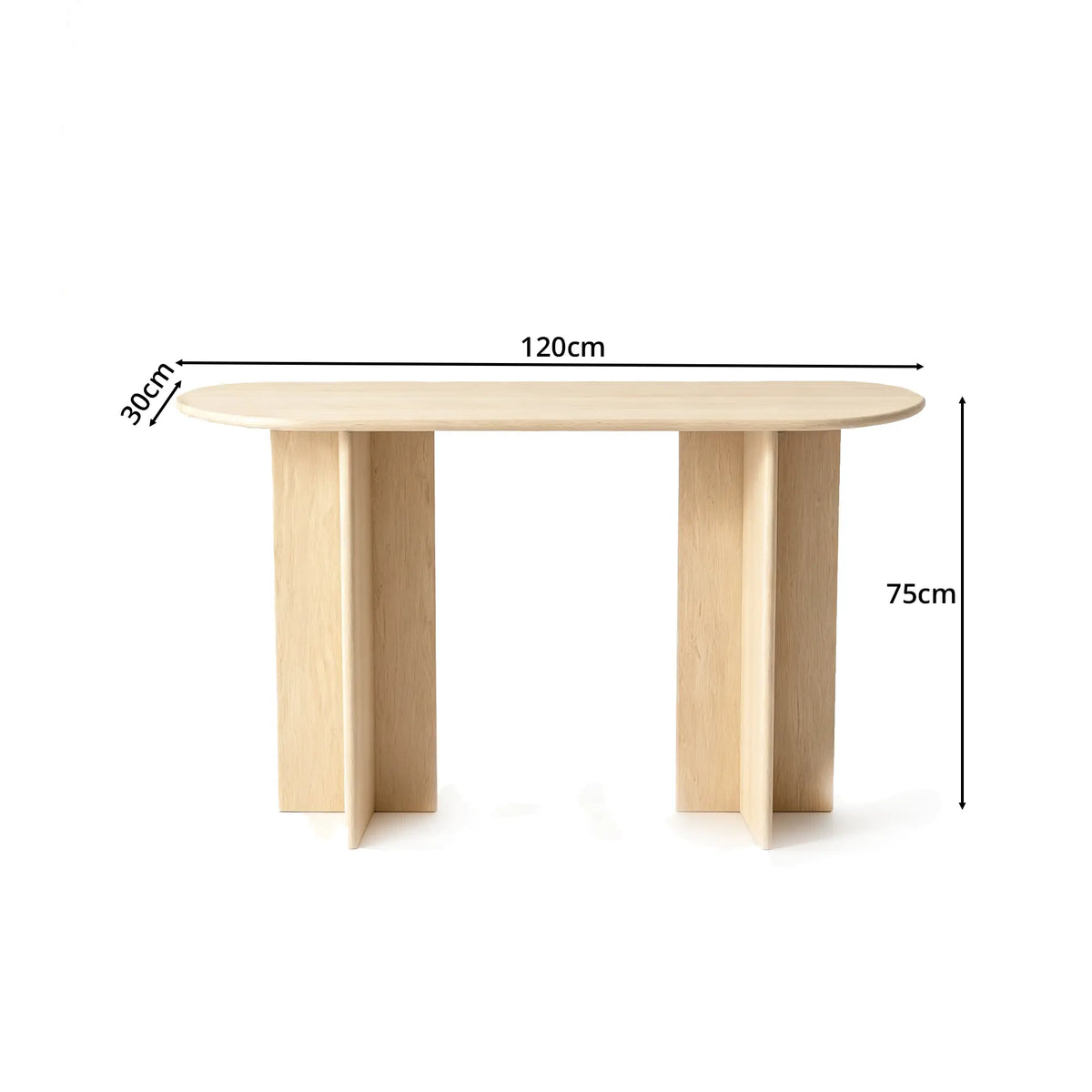 LUXORA Natural Travertine Console Table Ultra Slim Oval Top Interlocking Legs 120cm 140cm for Entryway Hallway Living Room