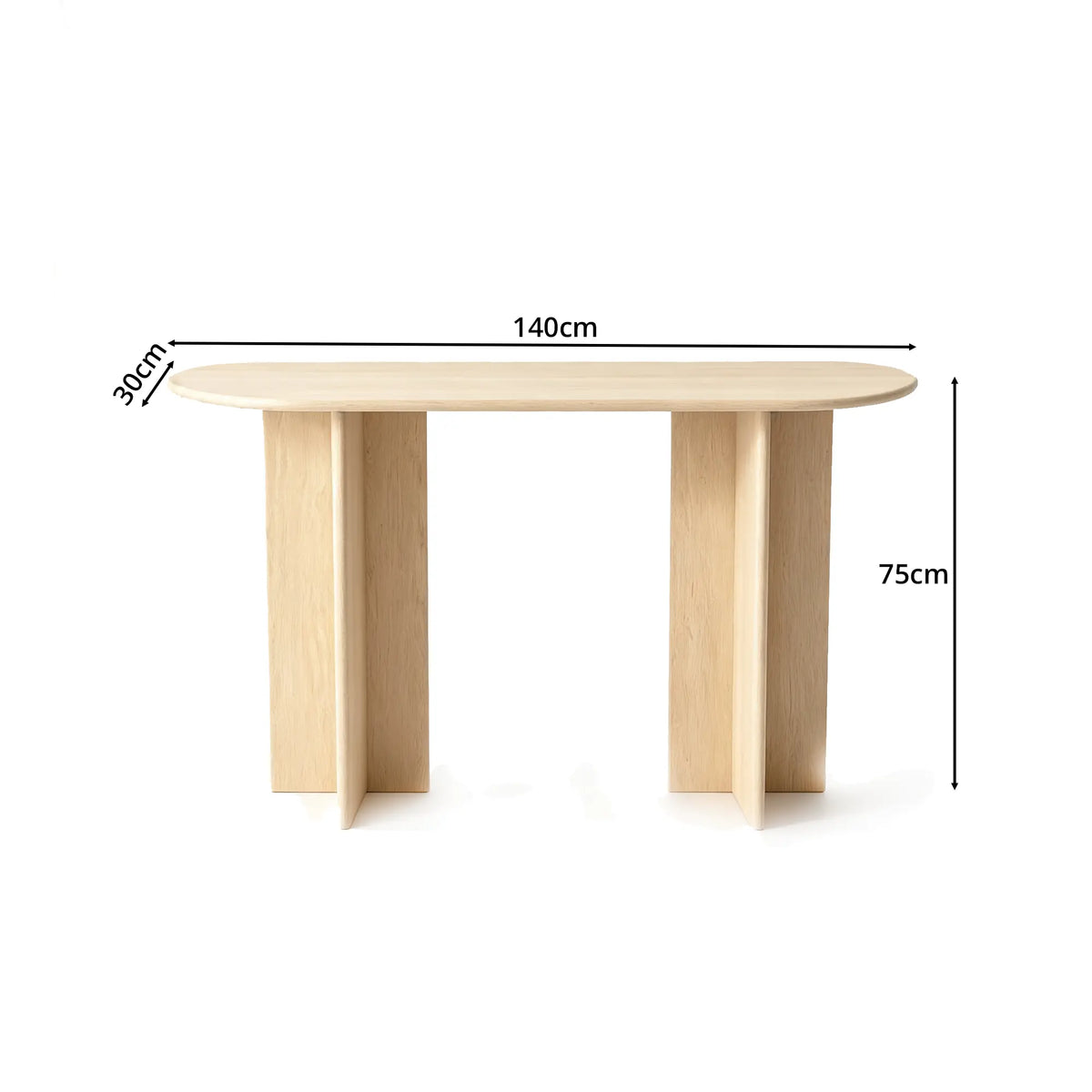LUXORA Natural Travertine Console Table Ultra Slim Oval Top Interlocking Legs 120cm 140cm for Entryway Hallway Living Room