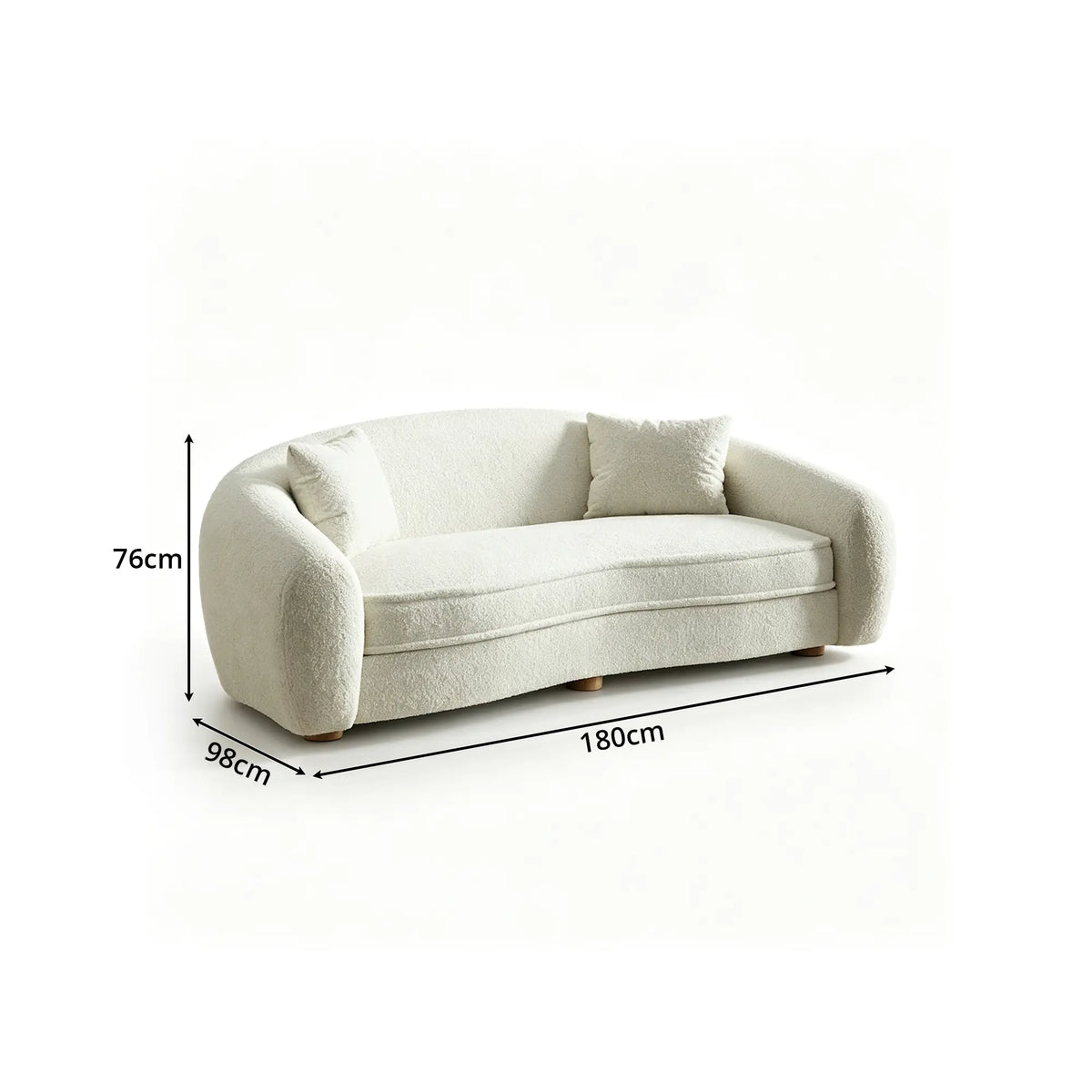 LUXORA Polar Bear 2 Seater Sofa with Soft Teddy Fabric, 45D High Resilience Foam & Wraparound Backrest, 180cm Modern Loveseat for Living Room - Cream White