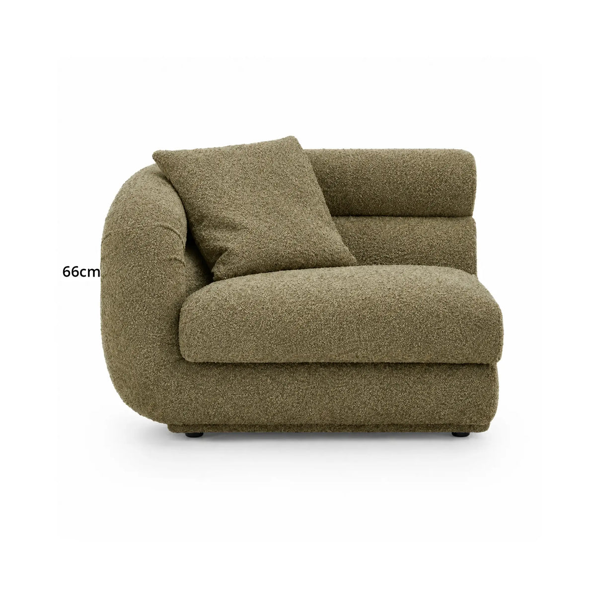 LUXORA Oversized Left Armrest Modular Lounge Chair with Soft Textured Upholstery, High Density Foam & Rounded Design, 115cm Accent Sofa - Olive Green