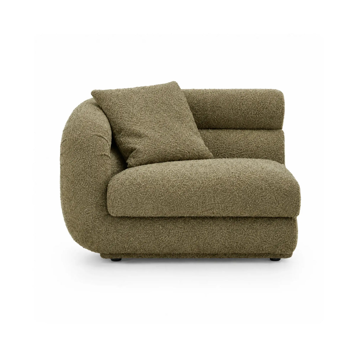 LUXORA Oversized Left Armrest Modular Lounge Chair with Soft Textured Upholstery, High Density Foam & Rounded Design, 115cm Accent Sofa - Olive Green