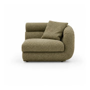 LUXORA Oversized Right Armrest Modular Lounge Chair with Soft Textured Upholstery, High Density Foam & Rounded Design, 115cm Accent Sofa - Olive Green