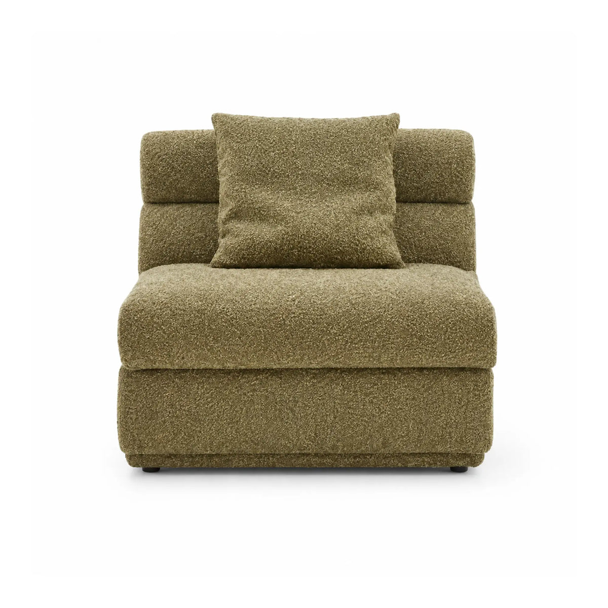 LUXORA Oversized Armless Modular Lounge Chair with Soft Textured Upholstery, High Density Foam & Rounded Design, 95cm Accent Sofa - Olive Green