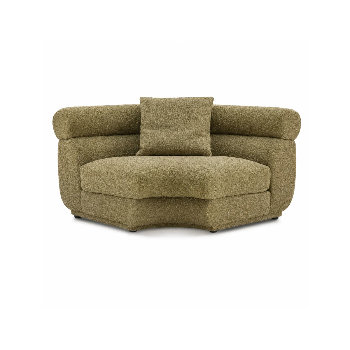 LUXORA Oversized Fan Shaped Modular Lounge Chair with Soft Textured Upholstery, High Density Foam & Curved Design, 128cm Accent Sofa - Olive Green