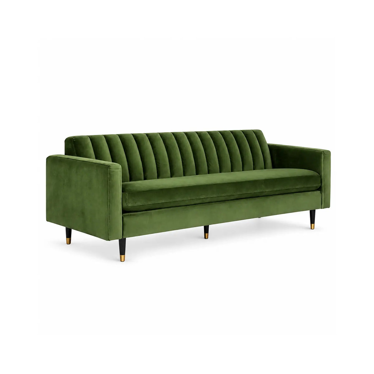 LUXORA 210cm Modern 3 Seater Sofa with Soft Velvet Upholstery, High Density Foam, Channel Tufted Backrest & Slim Raised Legs - Green