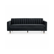 LUXORA 210cm Modern 3 Seater Sofa with Soft Velvet Upholstery, High Density Foam, Channel Tufted Backrest & Slim Raised Legs - Black