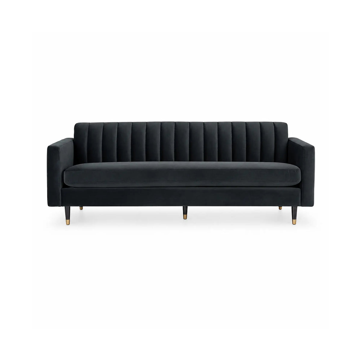 LUXORA 210cm Modern 3 Seater Sofa with Soft Velvet Upholstery, High Density Foam, Channel Tufted Backrest & Slim Raised Legs - Black