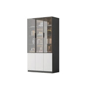LUXORA Storage Cabinet - Honeycomb Aluminum Frame Glass Door Display Cabinet 90/120cm Living Room Storage - White & Grey
