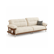 LUXORA 2.5m Sofa 6-Level Adjustable Headrests Rubberwood Frame Side Storage for Living Room Apartment Lounge - White