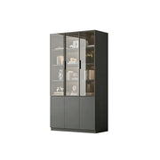 LUXORA Storage Cabinet - Honeycomb Aluminum Frame Glass Door Display Cabinet 90/120cm Living Room Storage - Grey