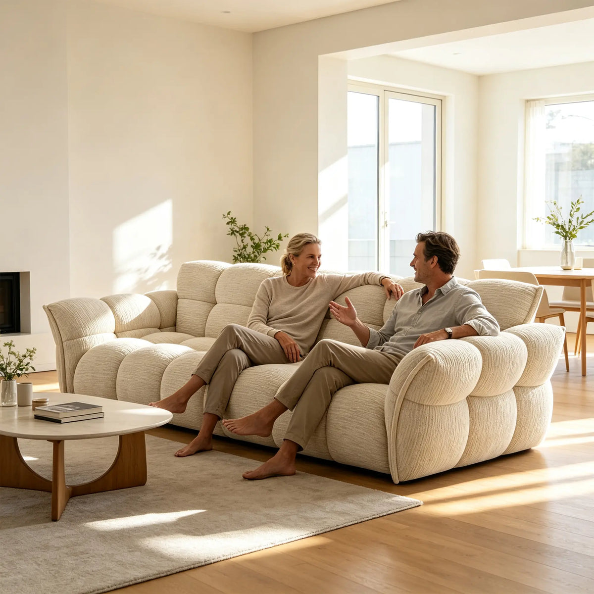 LUXORA Modern Sofa Belgian Chenille Upholstery Triple-Layer Cushioning Pine Wood Frame 210/240cm for Living Room Apartment - Beige