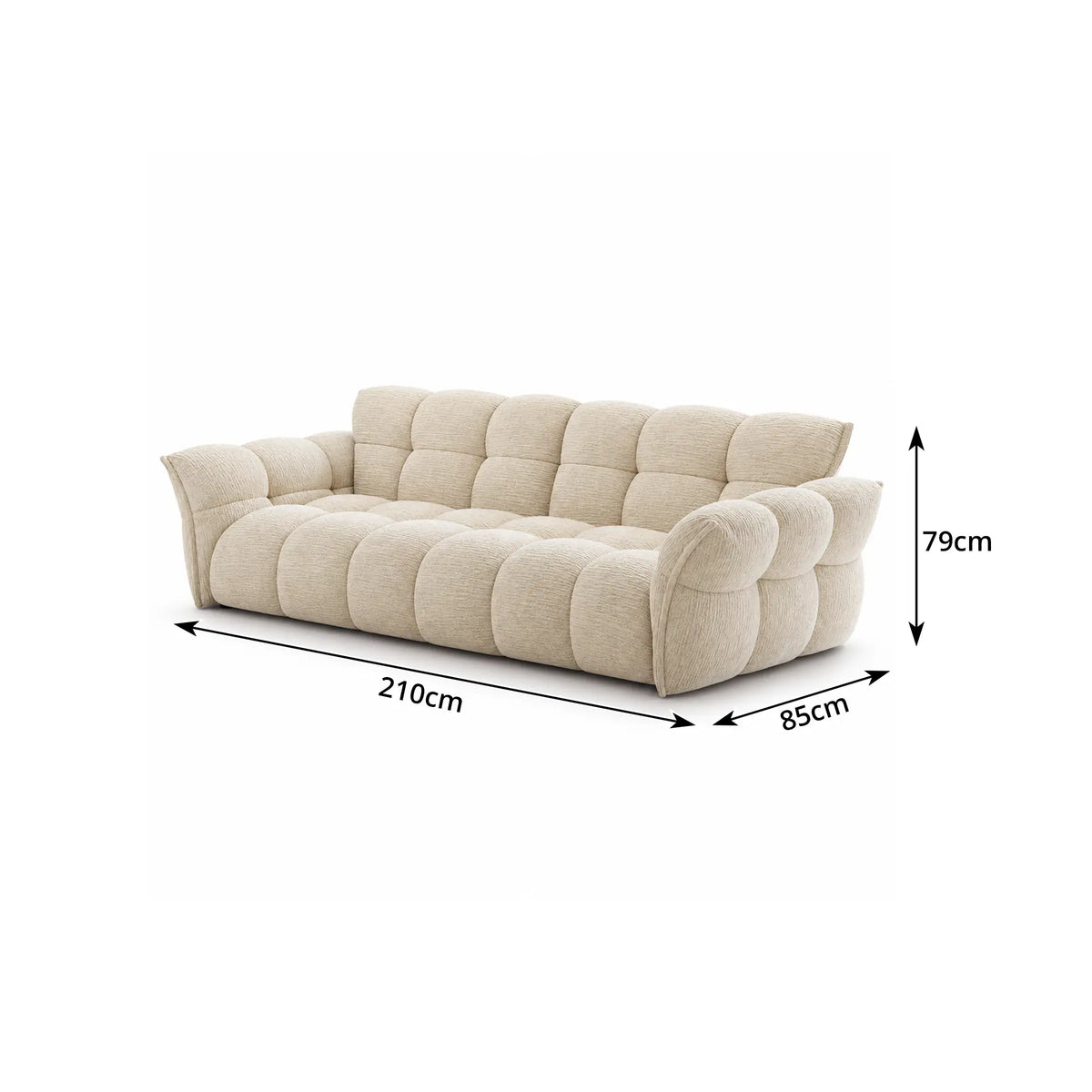 LUXORA Modern Sofa Belgian Chenille Upholstery Triple-Layer Cushioning Pine Wood Frame 210/240cm for Living Room Apartment - Beige