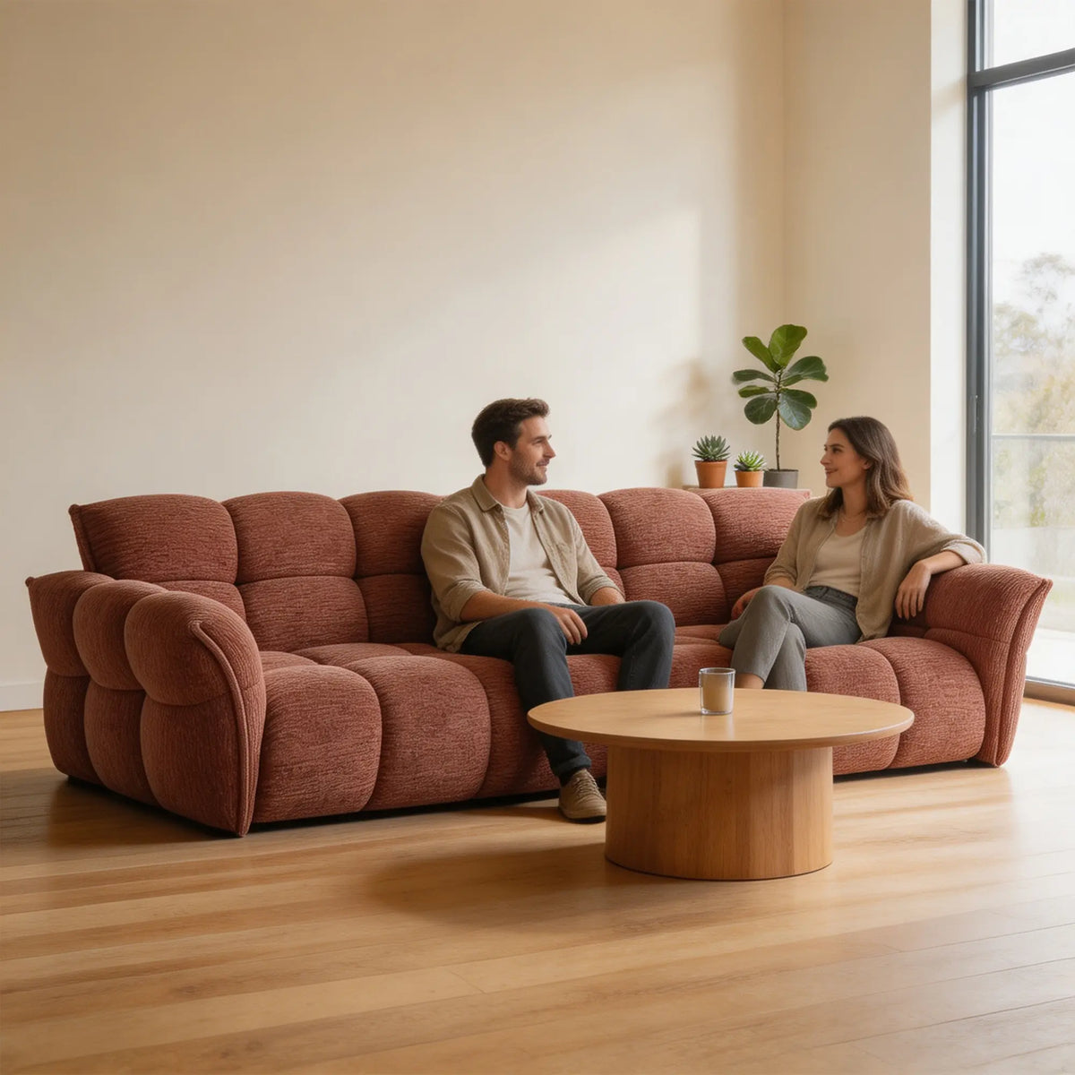LUXORA Modern Sofa Belgian Chenille Upholstery Triple-Layer Cushioning Pine Wood Frame 210/240cm for Living Room Apartment - Pink