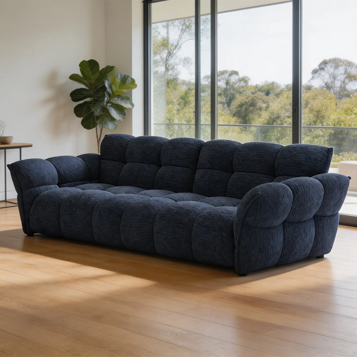LUXORA Modern Sofa Belgian Chenille Upholstery Triple-Layer Cushioning Pine Wood Frame 210/240cm for Living Room Apartment - Blue