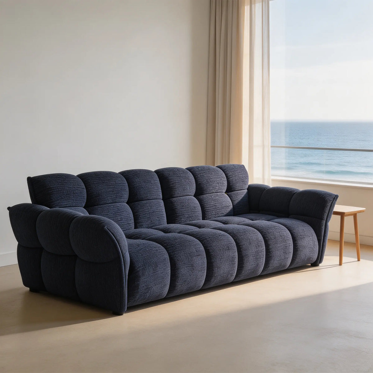 LUXORA Modern Sofa Belgian Chenille Upholstery Triple-Layer Cushioning Pine Wood Frame 210/240cm for Living Room Apartment - Blue