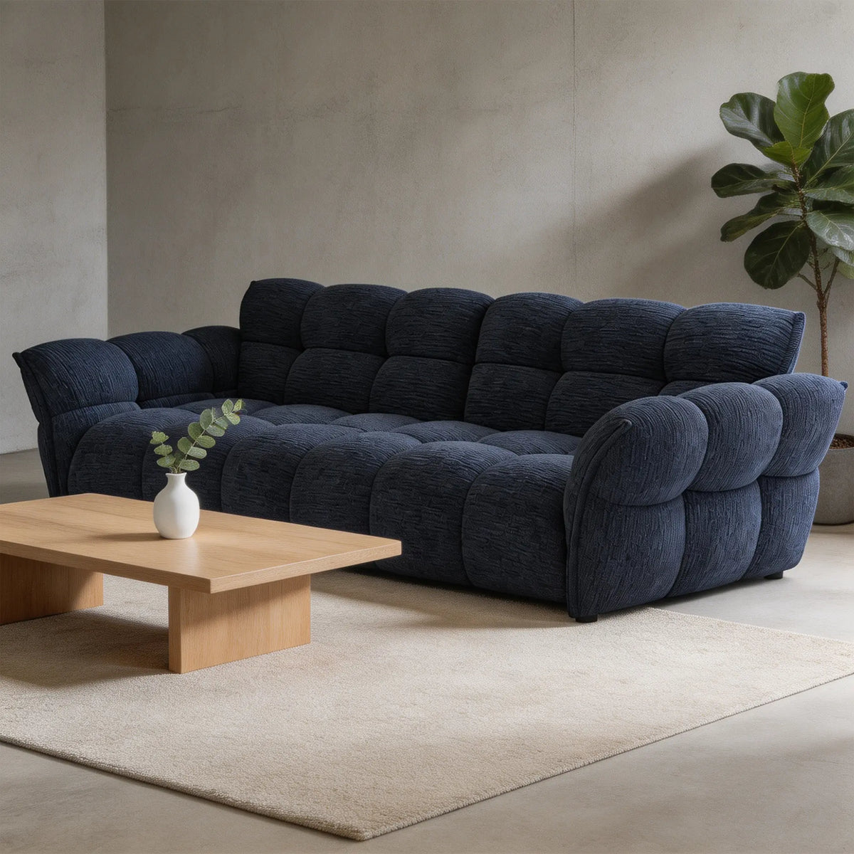 LUXORA Modern Sofa Belgian Chenille Upholstery Triple-Layer Cushioning Pine Wood Frame 210/240cm for Living Room Apartment - Blue