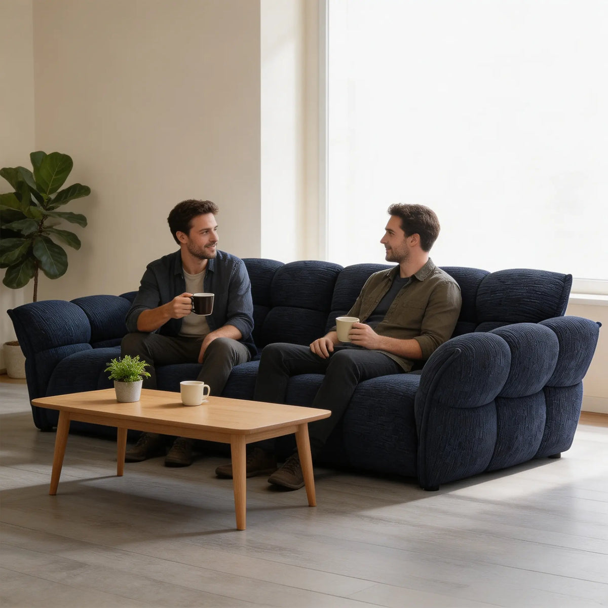 LUXORA Modern Sofa Belgian Chenille Upholstery Triple-Layer Cushioning Pine Wood Frame 210/240cm for Living Room Apartment - Blue