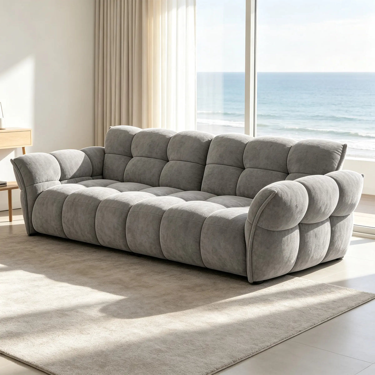 LUXORA Modern Sofa Belgian Chenille Upholstery Triple-Layer Cushioning Pine Wood Frame 210/240cm for Living Room Apartment - Grey