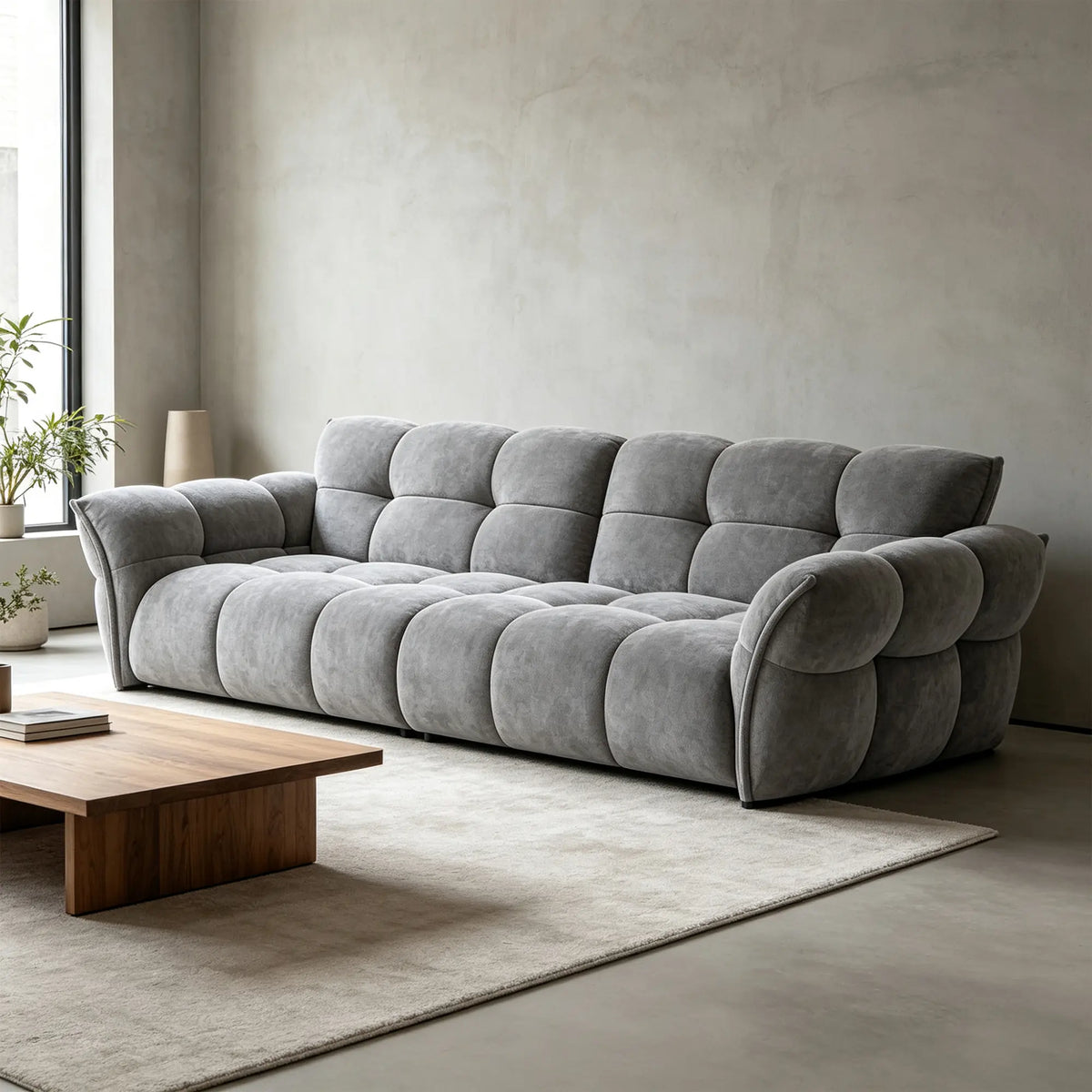 LUXORA Modern Sofa Belgian Chenille Upholstery Triple-Layer Cushioning Pine Wood Frame 210/240cm for Living Room Apartment - Grey