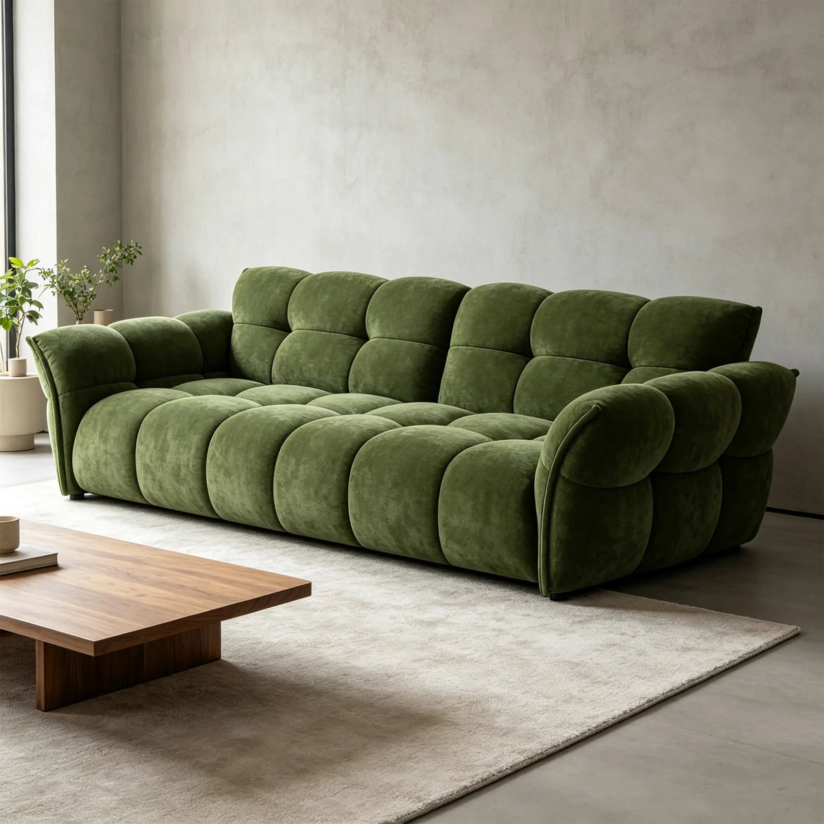 LUXORA Modern Sofa Belgian Chenille Upholstery Triple-Layer Cushioning Pine Wood Frame 210/240cm for Living Room Apartment - Green