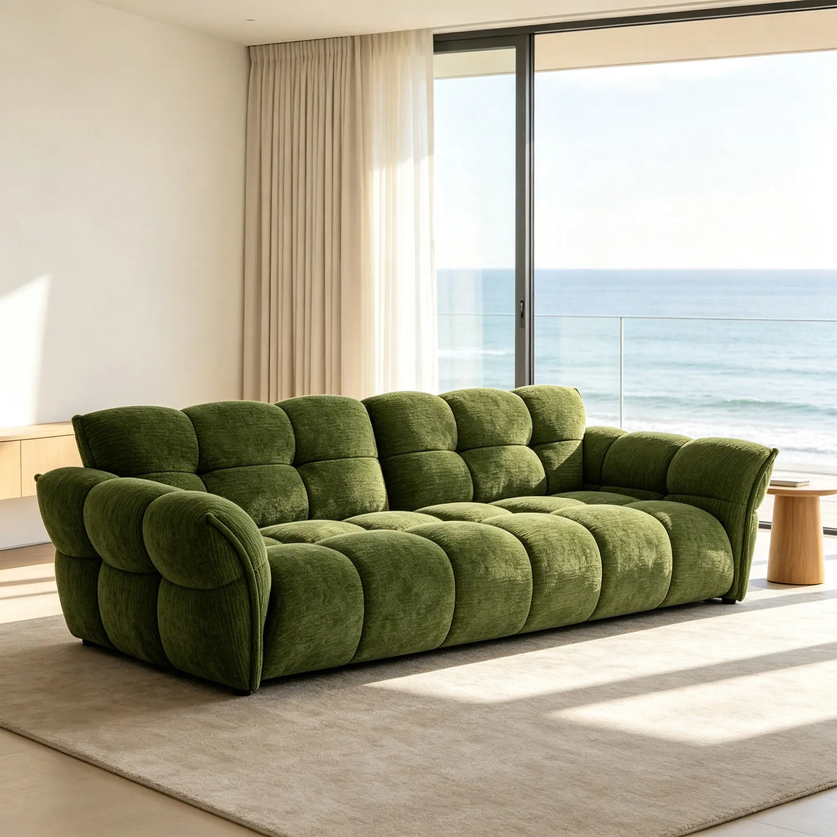 LUXORA Modern Sofa Belgian Chenille Upholstery Triple-Layer Cushioning Pine Wood Frame 210/240cm for Living Room Apartment - Green