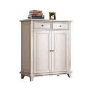 LUXORA Solid Wood 2 Door Shoe Cabinet with Multi-Drawer Storage American Style Entryway Organizer for Hallway Foyer - White