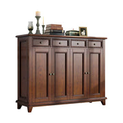 LUXORA Solid Wood 4 Door Shoe Cabinet with Multi-Drawer Storage American Style Entryway Organizer for Hallway Foyer - Walnut