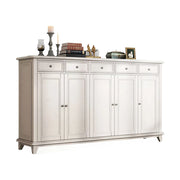 LUXORA Solid Wood 5 Door Shoe Cabinet with Multi-Drawer Storage American Style Entryway Organizer for Hallway Foyer - White